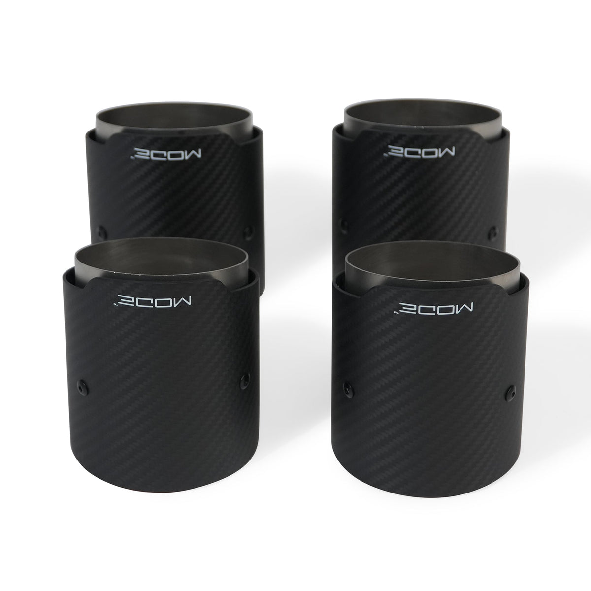 MODE Design 3.75" (95mm) Carbon Angle Cut Clamp-On Exhaust Tips for BMW M3 F80 M4 F82 & M2 Competition F87 M5 F10 F90 M6