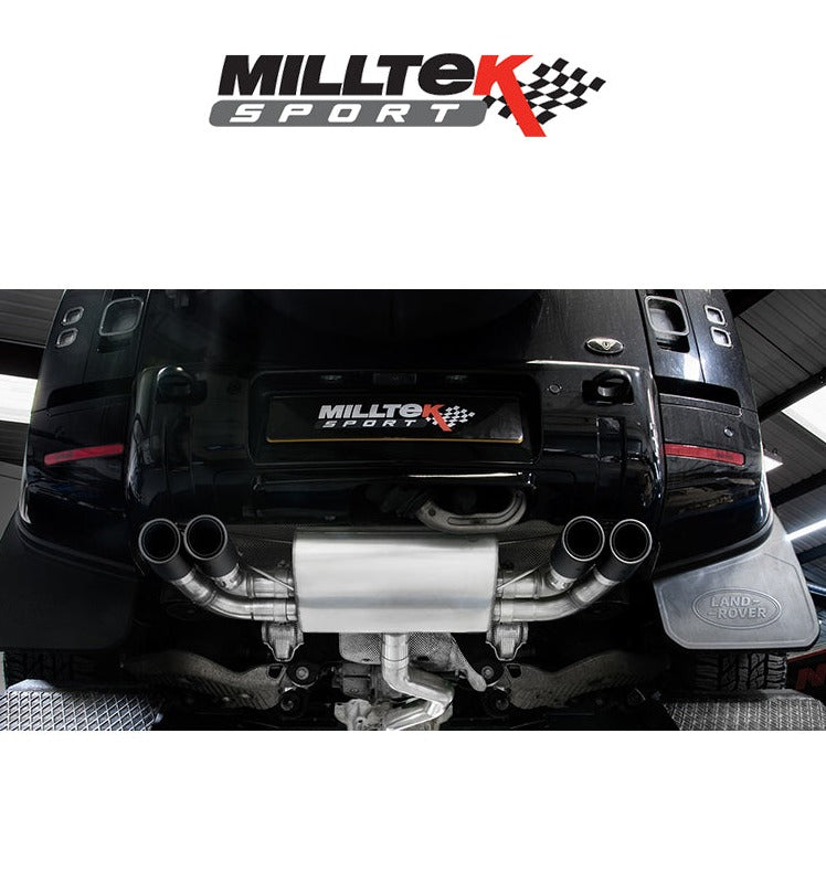 Milltek Sport Non Resonated Particulate Filter-Back Defender P400 Cerakote Black Tips [SSXLR106]