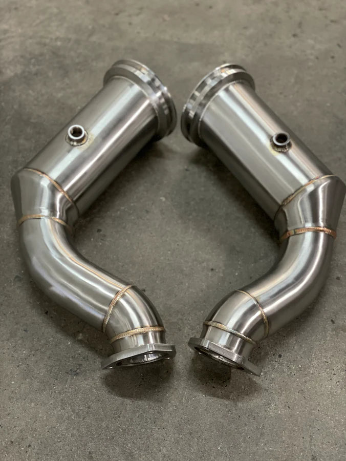 MODE Design 200cpsi Catted Downpipes w. Heatshield for Bentley Bentayga