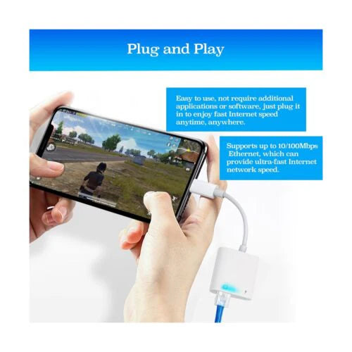 Lightning to Ethernet Adapter - RJ45 ENET LAN Network Adapter - Plug & Play with Charge Port - Supports 100Mbps - iPhone & iPad iOS 10.3.3 to iOS 14.8.1 - Tuning, Diagnostics & Coding via. Apple iPad or Android Device for BMW MINI Supra