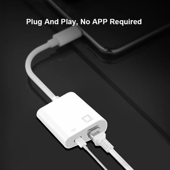 USB-C to Ethernet Adapter - RJ45 ENET LAN Network Adapter - Plug & Play with Charge Port - Supports 100Mbps for Tuning, Diagnostics & Coding via. Apple iPad or Android Device for BMW MINI Supra