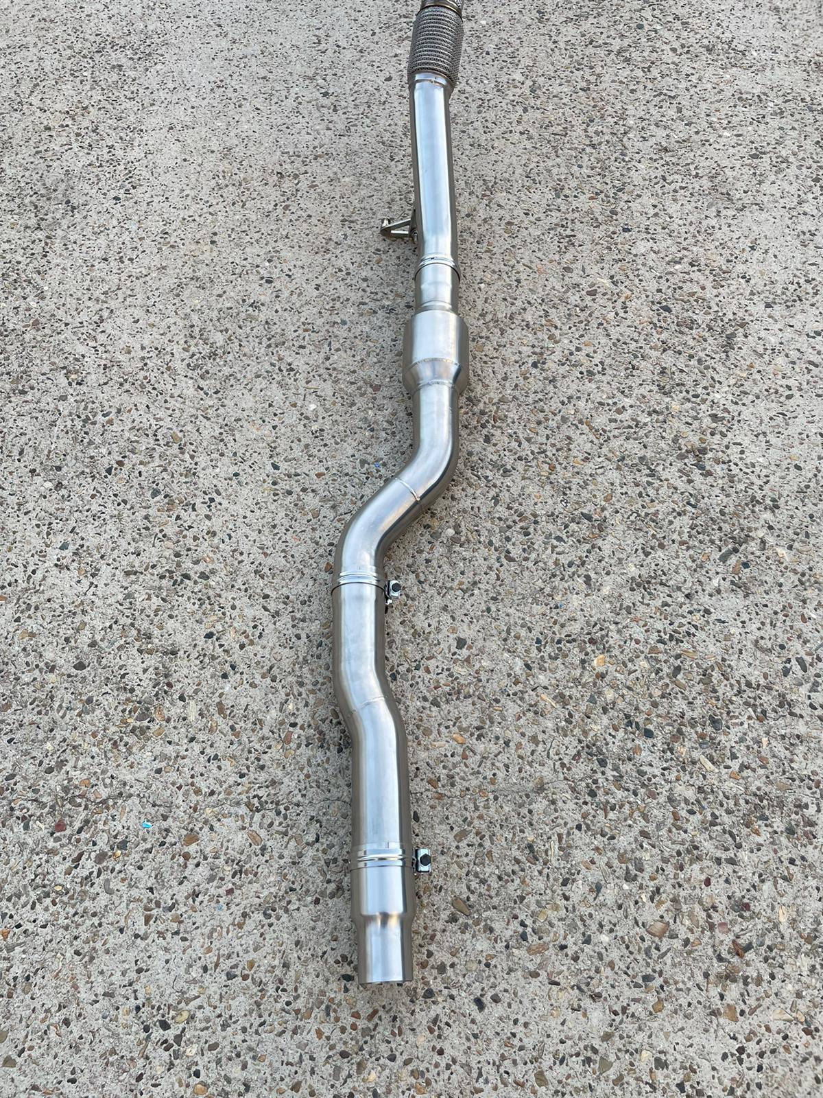 MODE Design 200cpsi Catted 3.5" Downpipe w. Heatshield MQB AWD VW Golf MK8 R Audi S3 8Y 2.0T EA888