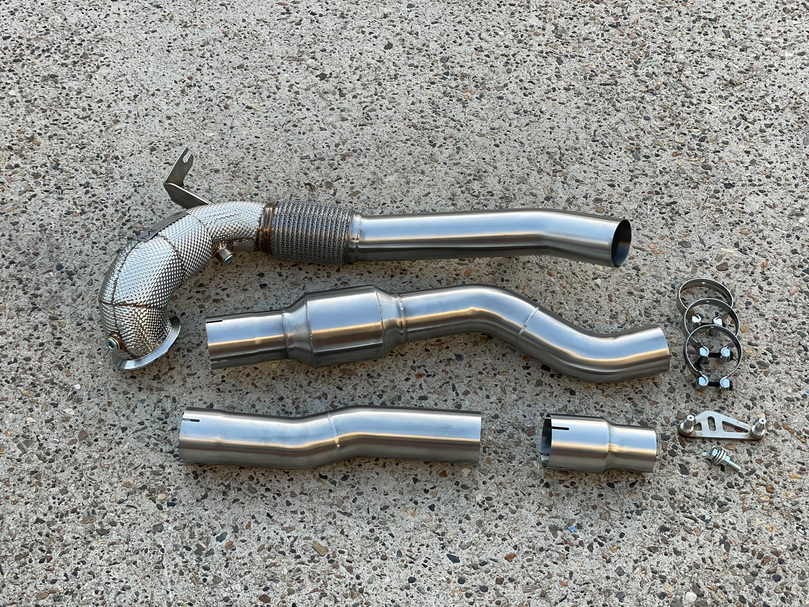 MODE Design Decatted 3.5" Downpipe V2 MQB AWD VW Golf MK8 R Audi S3 8Y 2.0T EA888
