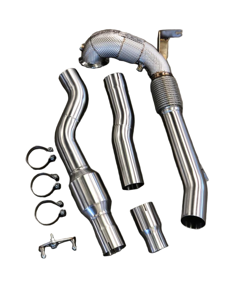 MODE Design Decatted 3.5" Downpipe V2 MQB AWD VW Golf MK8 R Audi S3 8Y 2.0T EA888