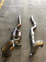 MODE Design 200cpsi Catted 3.5" Downpipe w. Heatshield MQB AWD VW Golf MK8 R Audi S3 8Y 2.0T EA888