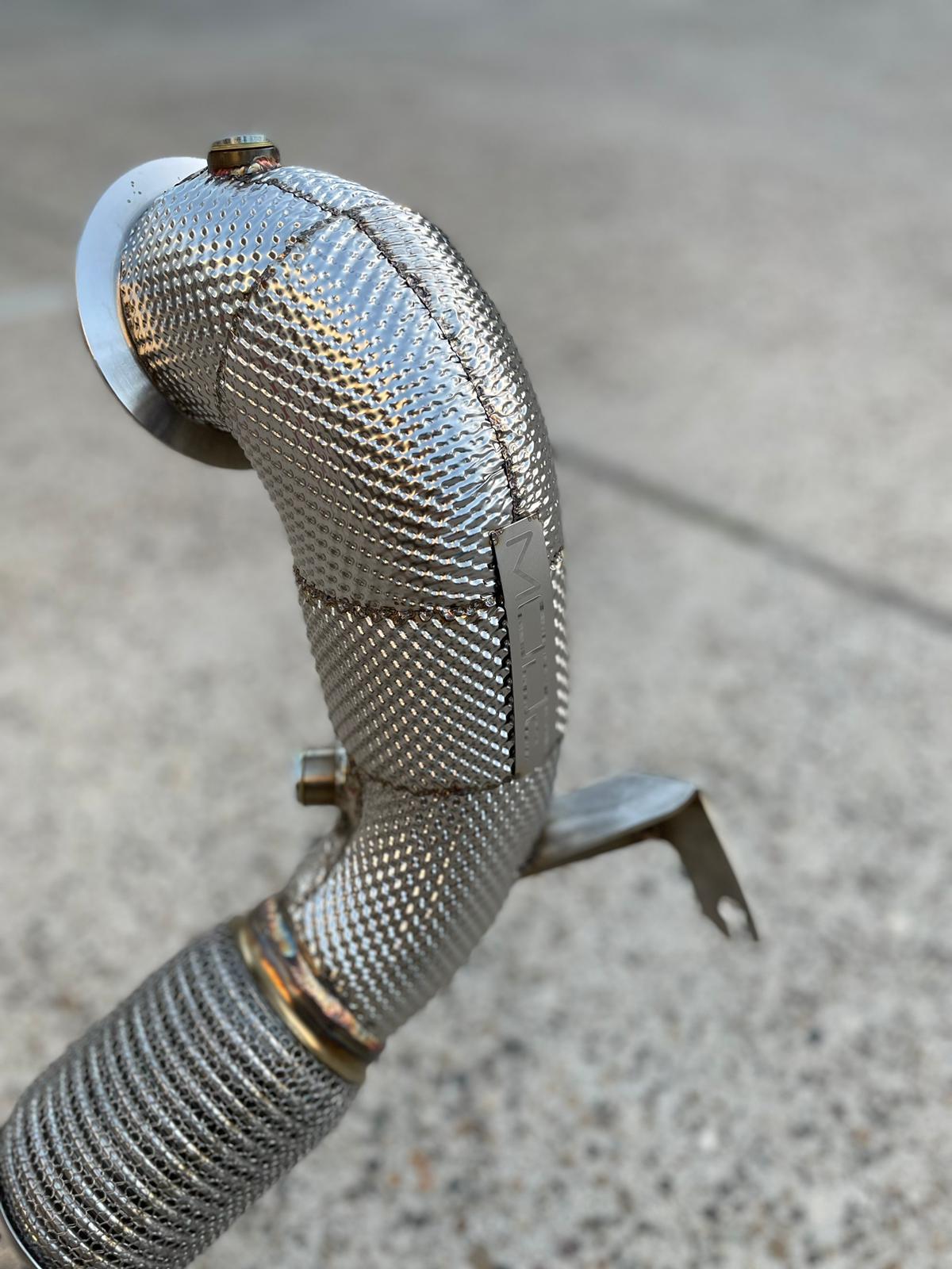 MODE Design Decatted 3.5" Downpipe V2 MQB AWD VW Golf MK8 R Audi S3 8Y 2.0T EA888
