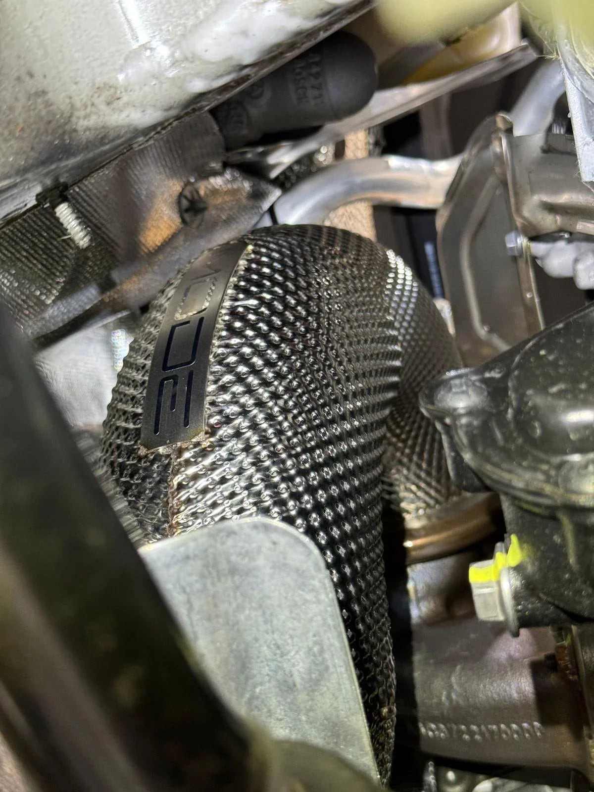 MODE Design 200cpsi Catted 3.5" Downpipe w. Heatshield MQB AWD VW Golf MK8 R Audi S3 8Y 2.0T EA888