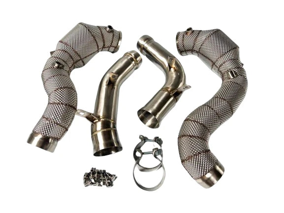 MODE Design 200cpsi Catted 3.5" Downpipes w. Heatshield E63s AMG Mercedes Benz W213 Sedan Coupe Wagon