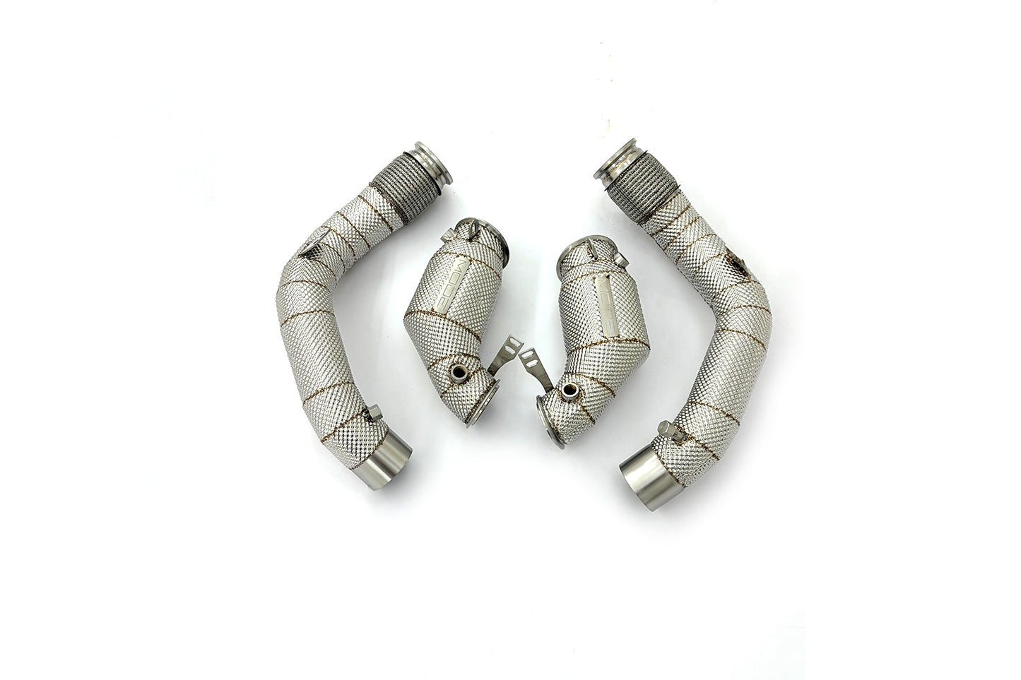 MODE Design 200cpsi Catted Downpipes w. Heatshield for S63 BMW M5 F90 M8 F91 F92 F93