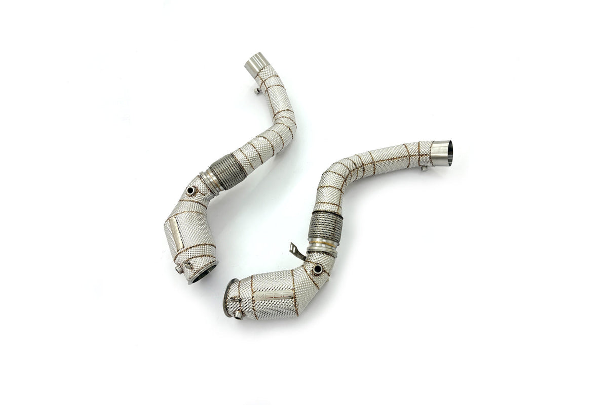 MODE Design 200cpsi Catted Downpipes w. Heatshield for S63 BMW M5 F90 M8 F91 F92 F93