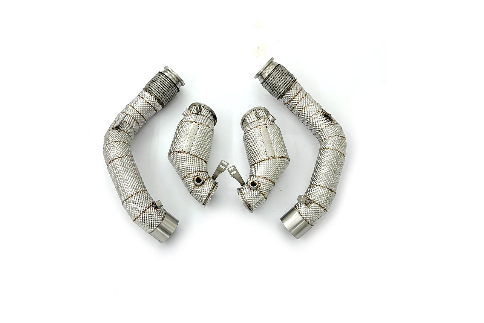 MODE Design 200cpsi Catted Downpipes w. Heatshield for S63 BMW M5 F90 M8 F91 F92 F93