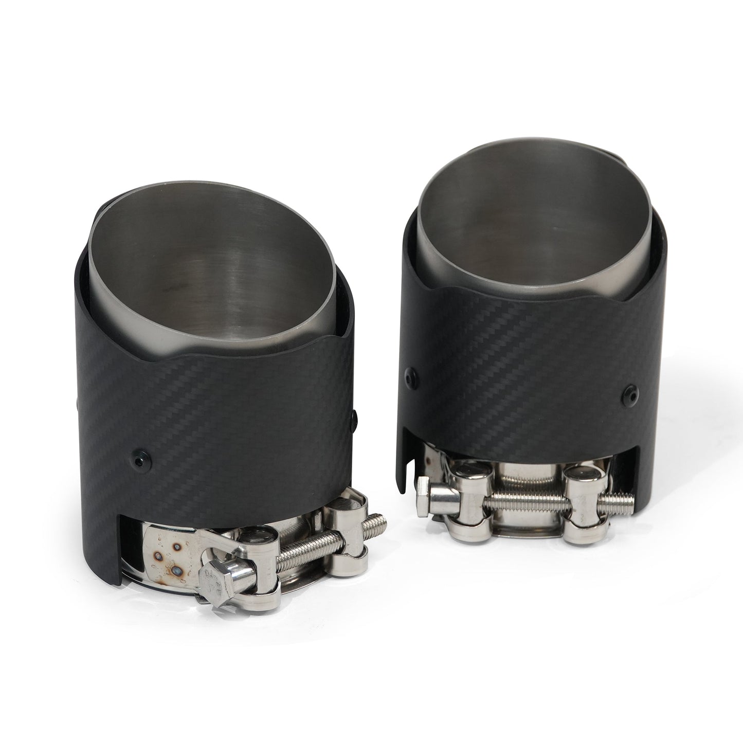 MODE Design 3.75" (95mm) Carbon Angle Cut Clamp-On Exhaust Tips for BMW 535i F10 F11 640i F06 F12 F13 xDrive & Diesel