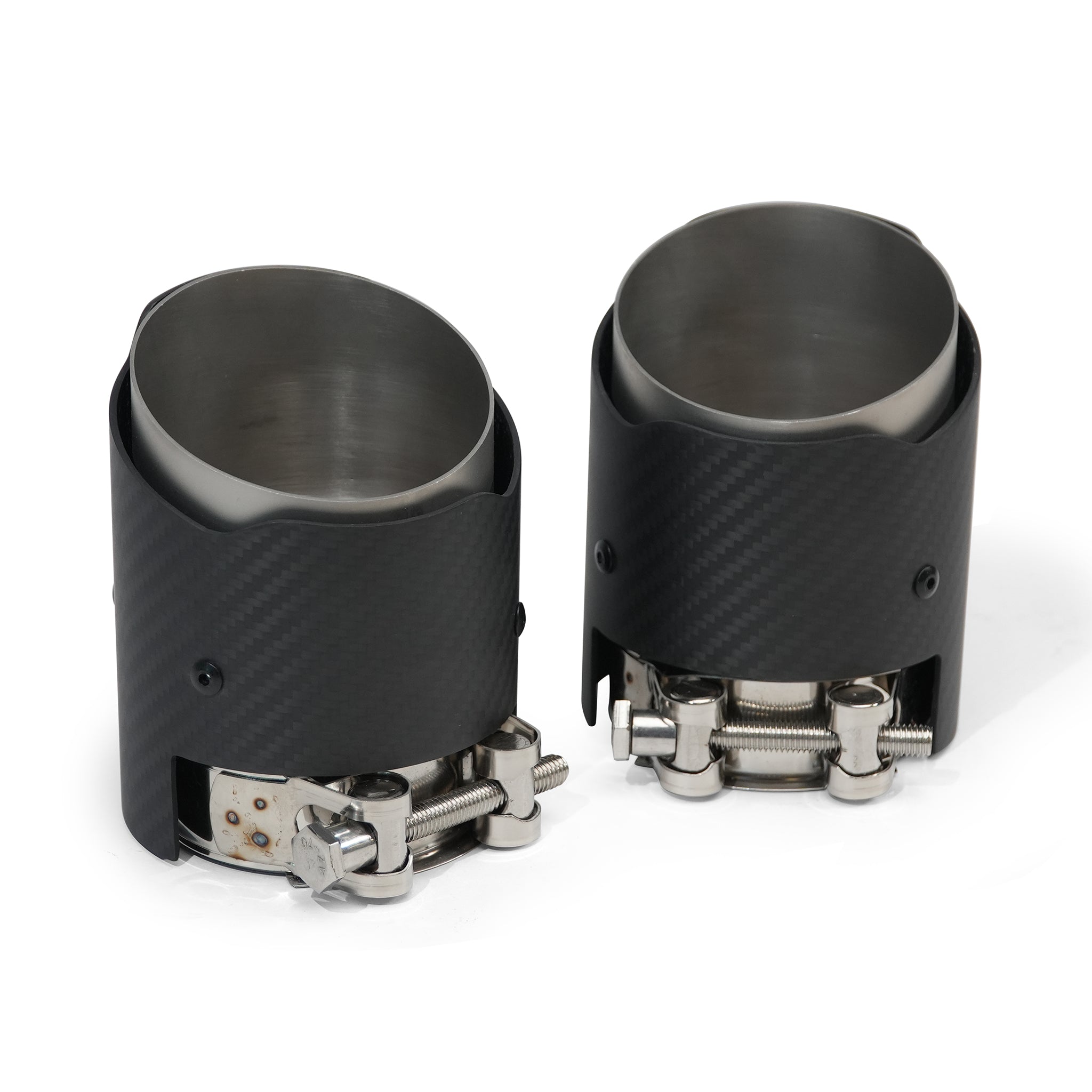 MODE Design 3.75" (95mm) Carbon Angle Cut Clamp-On Exhaust Tips for BMW 535i F10 F11 640i F06 F12 F13 xDrive & Diesel