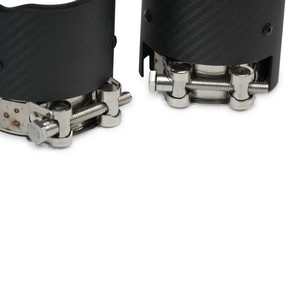 MODE Design 3.75" (95mm) Carbon Angle Cut Clamp-On Exhaust Tips for BMW M3 F80 M4 F82 & M2 Competition F87 M5 F10 F90 M6 F06 F12 F13
