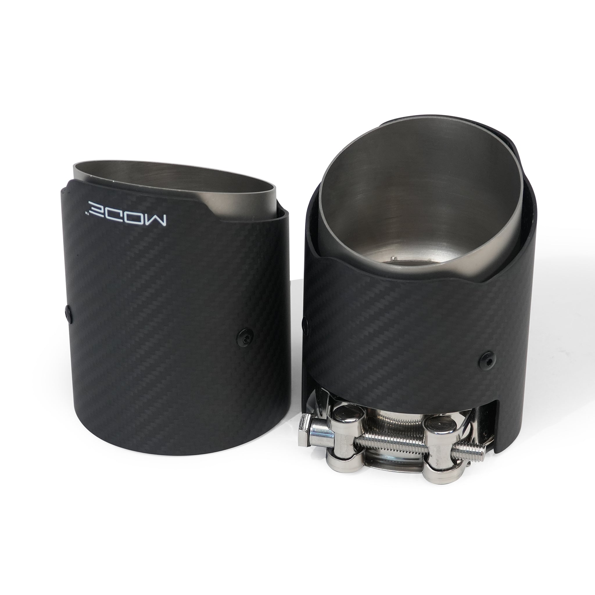 MODE Design 3.75" (95mm) Carbon Angle Cut Clamp-On Exhaust Tips for BMW 535i F10 F11 640i F06 F12 F13 xDrive & Diesel