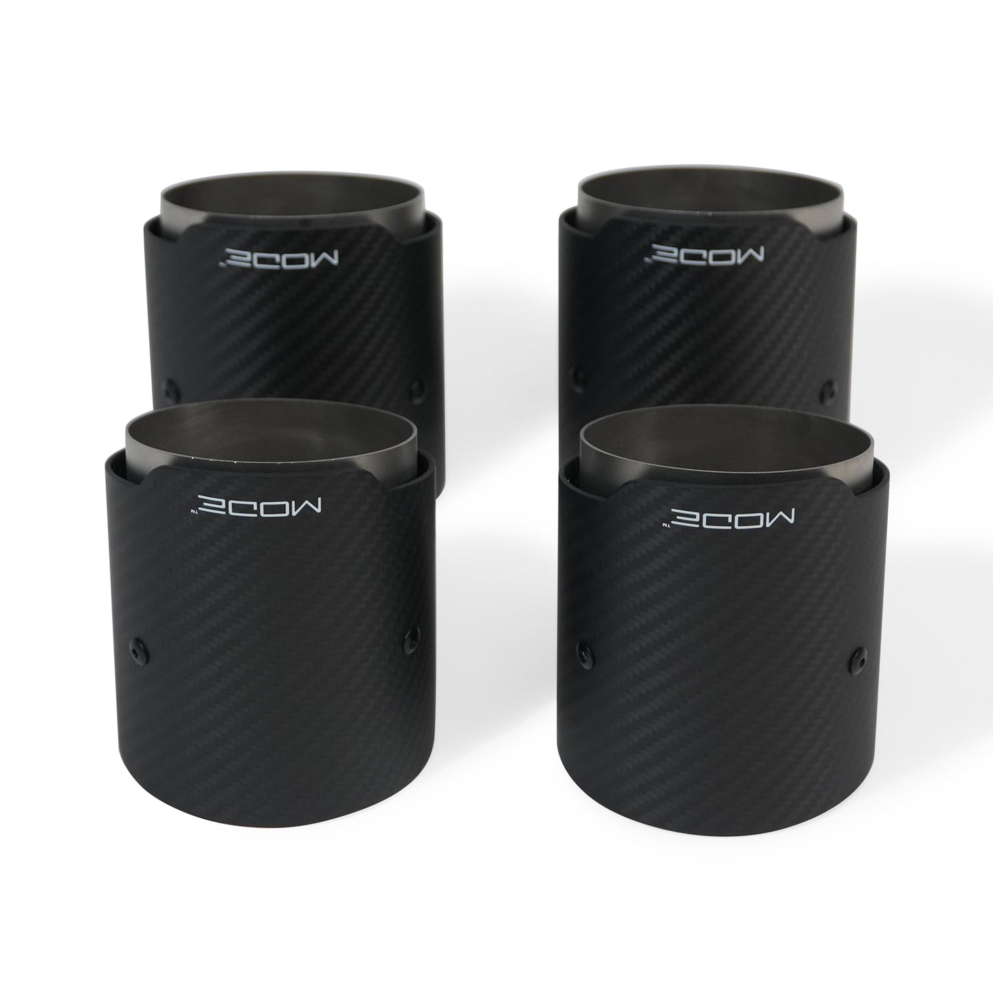 MODE Design 3.75" (95mm) Carbon Angle Cut Clamp-On Exhaust Tips for BMW M3 F80 M4 F82 & M2 Competition F87 M5 F10 F90 M6