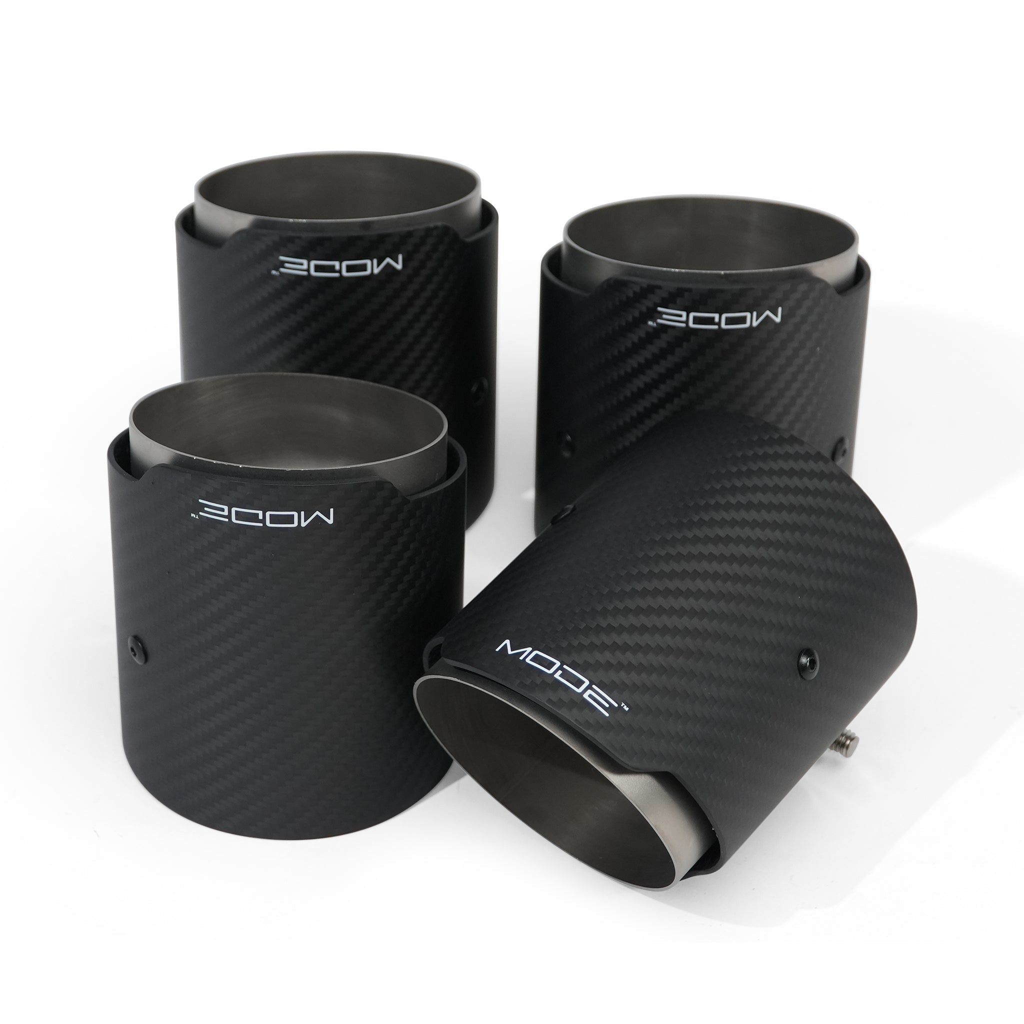 MODE Design 3.75" (95mm) Carbon Angle Cut Clamp-On Exhaust Tips for BMW M3 F80 M4 F82 & M2 Competition F87 M5 F10 F90 M6