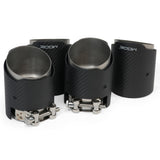 MODE Design 3.75" (95mm) Carbon Angle Cut Clamp-On Exhaust Tips for BMW M3 F80 M4 F82 & M2 Competition F87 M5 F10 F90 M6