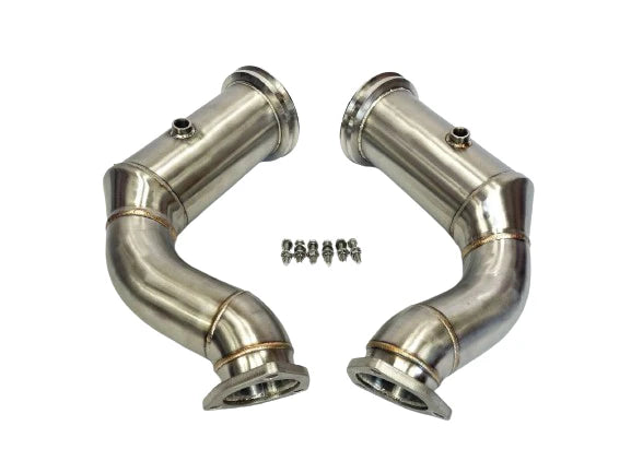 MODE Design 200cpsi Catted Downpipes w. Heatshield for Porsche Cayenne Turbo / S / GTS 9YA/9Y0/9Y3