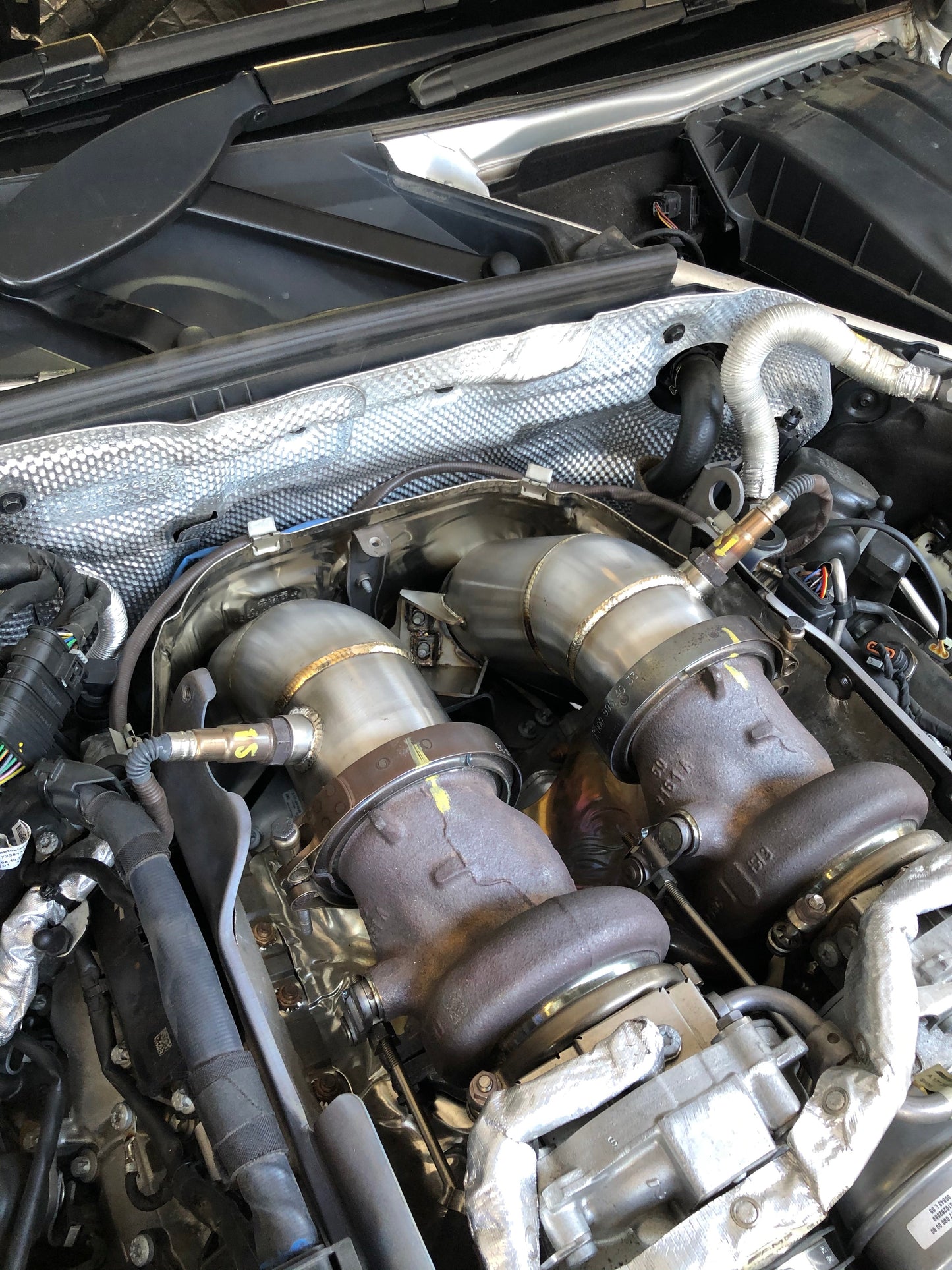 MODE Design 200cpsi Catted 3.5" Downpipes V2 C63s AMG Mercedes Benz W205 Sedan Coupe Wagon