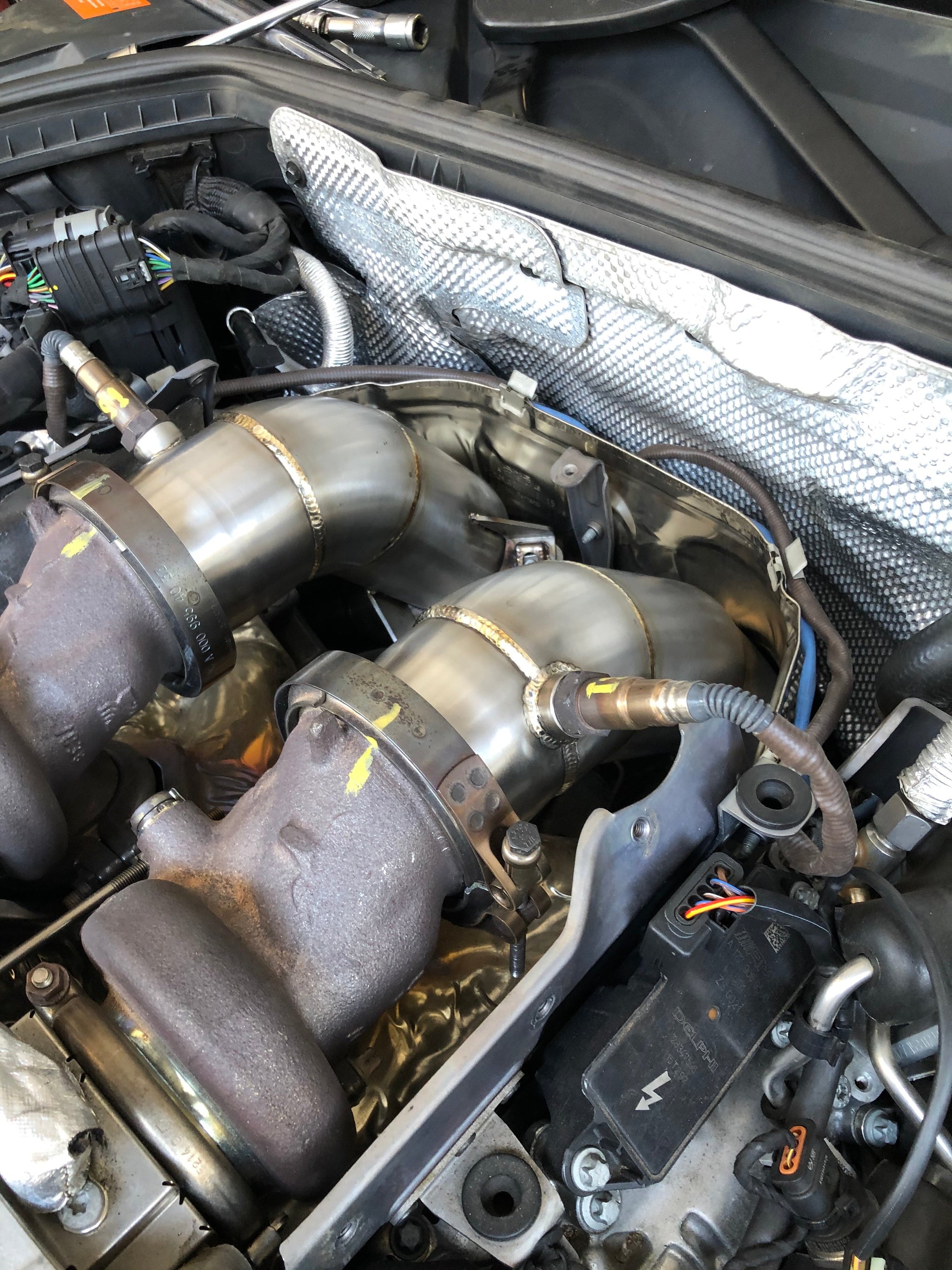 MODE Design Decatted 3.5" Downpipes AMG GT GTC GTS GTR Mercedes Benz C190/R190 Coupe Roadster