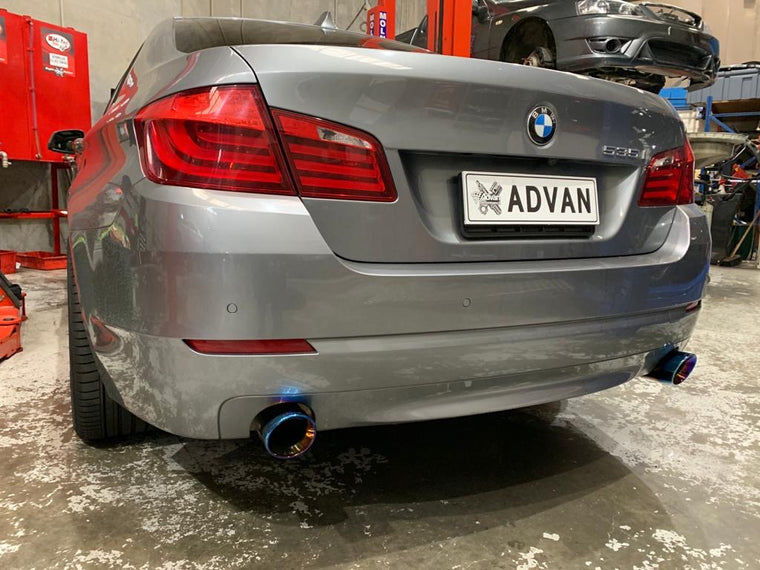 MODE Design 3.75" (98mm) Angle Cut Slip On Exhaust Tips High-Temp Coated Matte Black for BMW 535i F10 F11 640i F06 F12 F13 320i 330i 330e G20 G21 inc. xDrive & Diesel