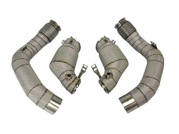 MODE Design 200cpsi Catted Downpipes w. Heatshield for S63 BMW M5 F90 M8 F91 F92 F93