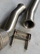 MODE Design Decatted 3.5" Downpipe w. Heatshield for MQB AWD VW Tiguan 132TSI 162TSI & Skoda Kodiaq Superb 2.0T EA888