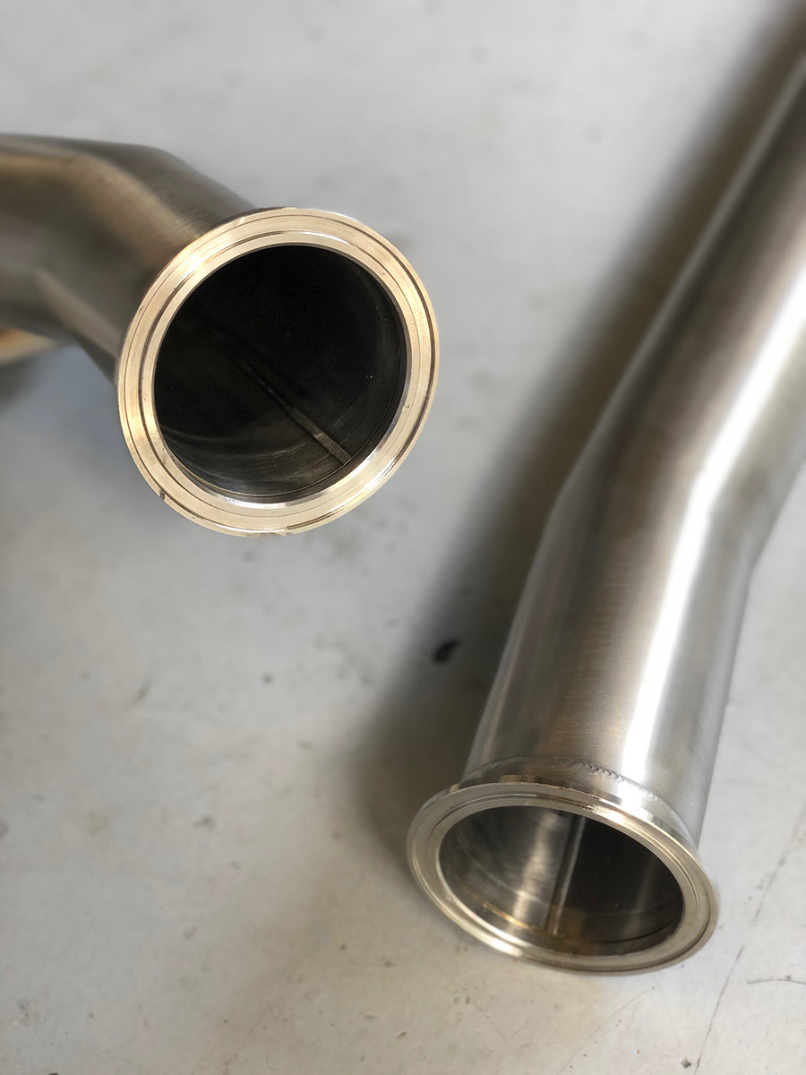 MODE Design Decatted 3.5" Downpipe w. Heatshield for MQB AWD VW Tiguan 132TSI 162TSI & Skoda Kodiaq Superb 2.0T EA888