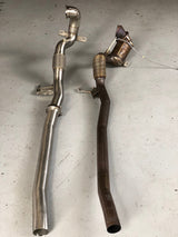 MODE Design Decatted 3.5" Downpipe w. Heatshield for MQB AWD VW Tiguan 132TSI 162TSI & Skoda Kodiaq Superb 2.0T EA888