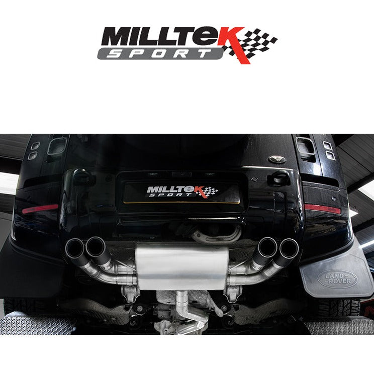 Milltek Sport Resonated Particulate Filter-Back Defender P400 Burnt Titanium Tips [SSXLR103]