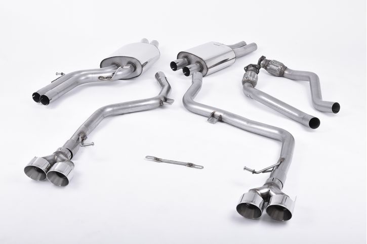 Milltek Sport Cat-Back – Audi S4 3.0 TFSI B8.5, Race Version, Quad Outlet Polished Tips [SSXAU376]