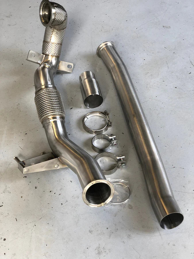 MODE Design Decatted 3.5" Downpipe V2 MQB AWD VW Golf MK8 R Audi S3 8Y 2.0T EA888