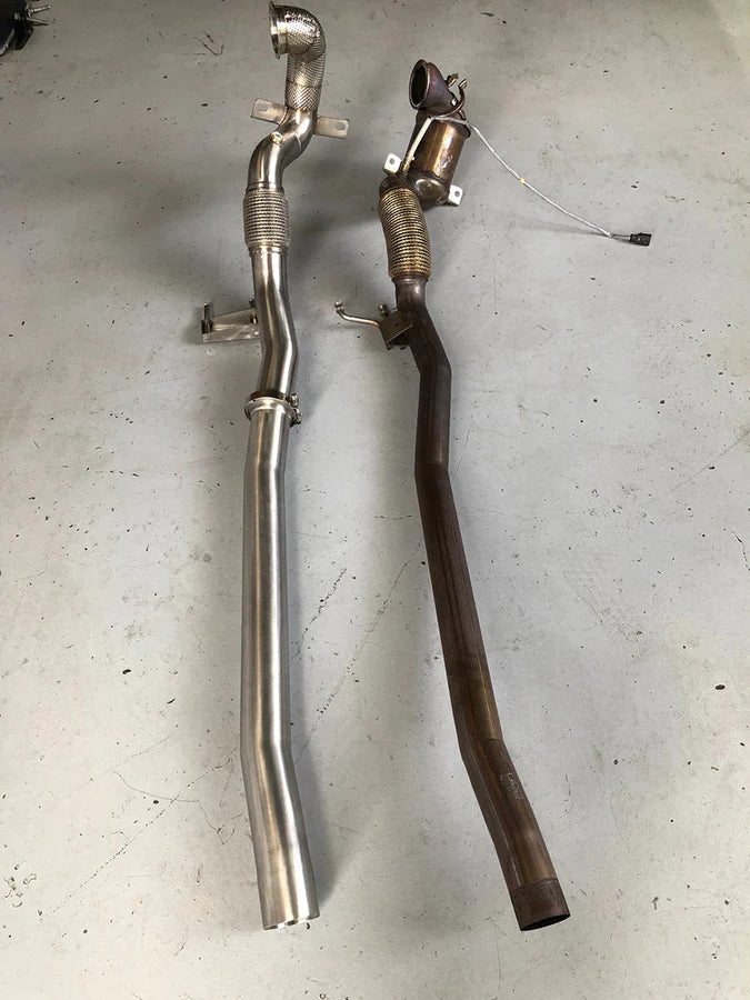 MODE Design Decatted 3.5" Downpipe V2 MQB AWD VW Golf MK8 R Audi S3 8Y 2.0T EA888