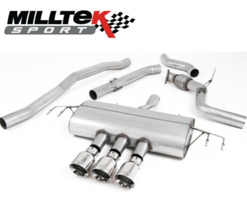Milltek Sport Cat-Back – Honda Civic (FK8) Type-R, Non-Resonated Race, 3 X Polished GT-100 Tips [SSXHO252]